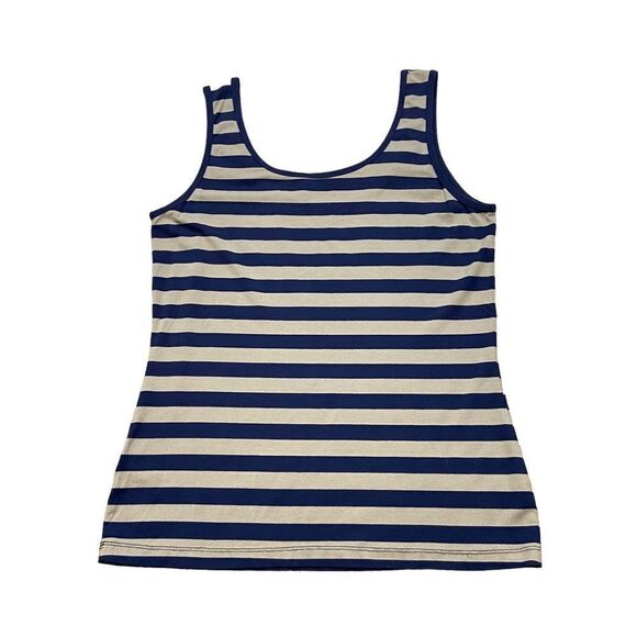 Ronen Chen Blue and Taupe Striped Tank Top Size 2 XS - Picture 4 of 9
